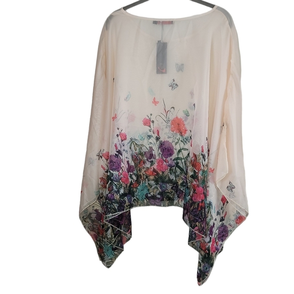 Chiffon Flowers & Butterflies Print Top - Picture 3 of 3